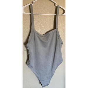 Twiin Gray Striped 1 pc. Swimsuit, Size L NWT Women’s